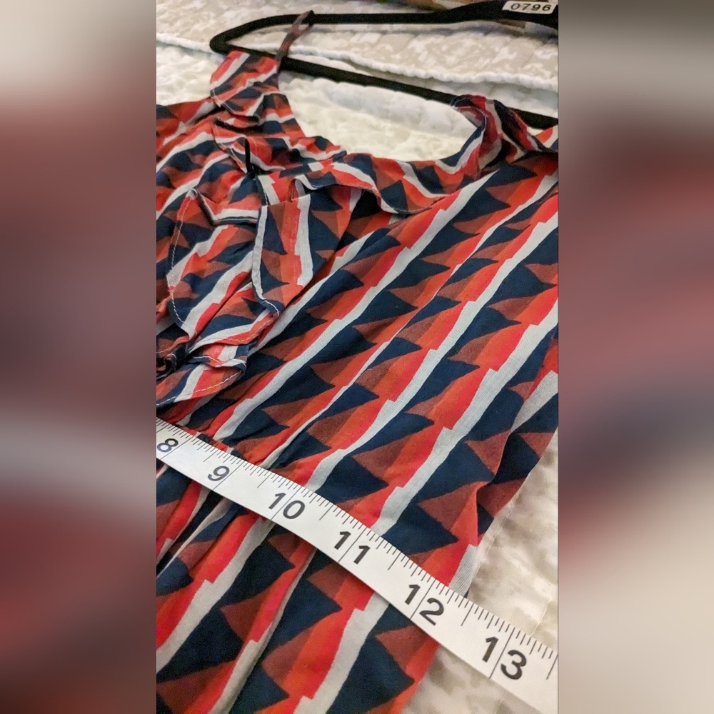 GAP | Lightweight Red, White & Blue Feminine Ruffled Dress w/adjustable straps - Picture 4 of 5